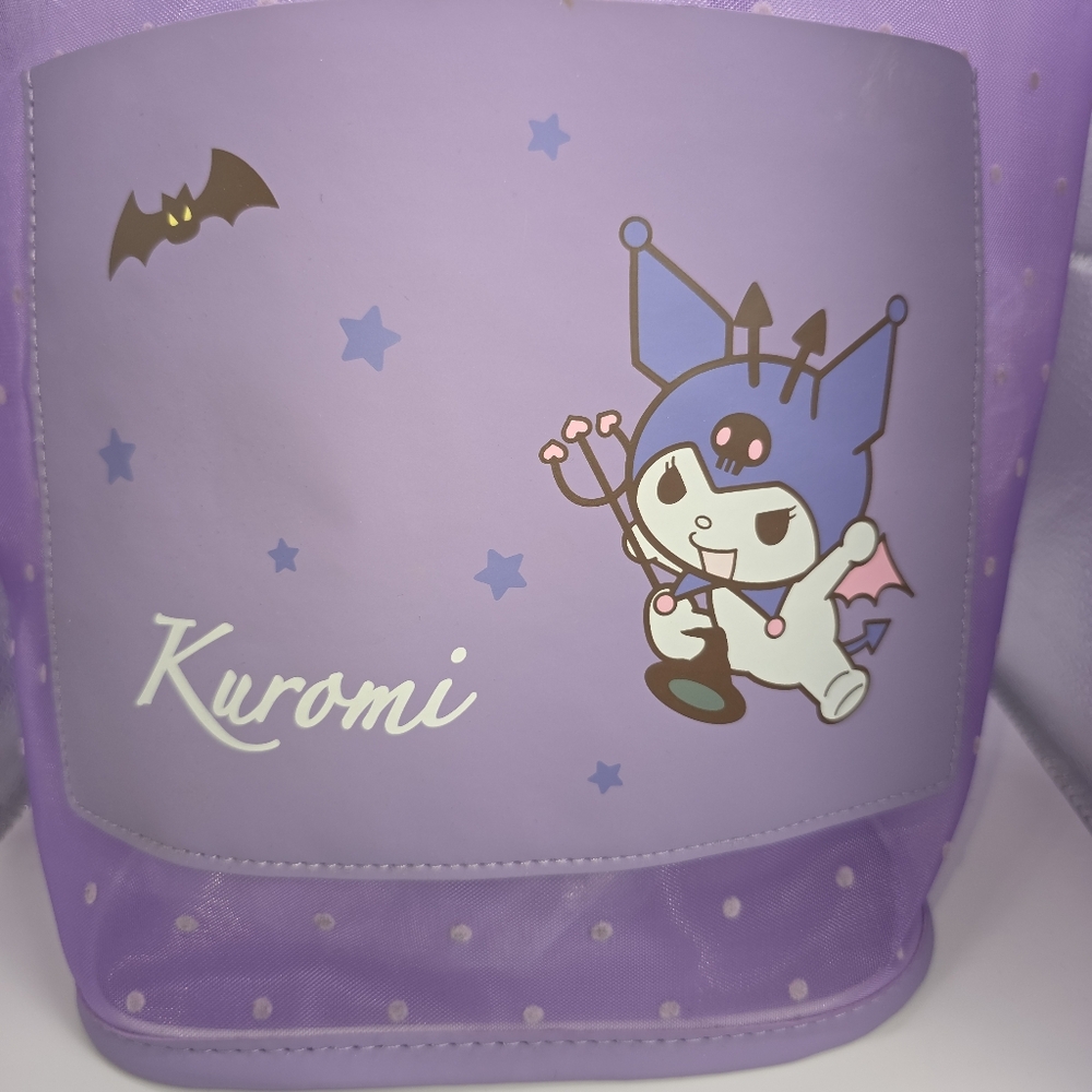 Kuromi Sanrio Tote Bag Lavender Mesh PVC Pastel Goth Kawaii 12.6″ × 11″ × 6.7″ - Picture 2 of 14